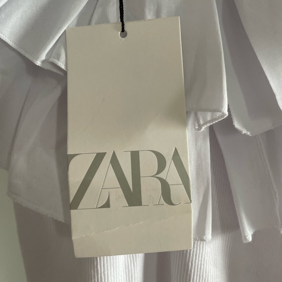 Zara Ruffled Rib Bodysuit- White - Picture 4 of 7